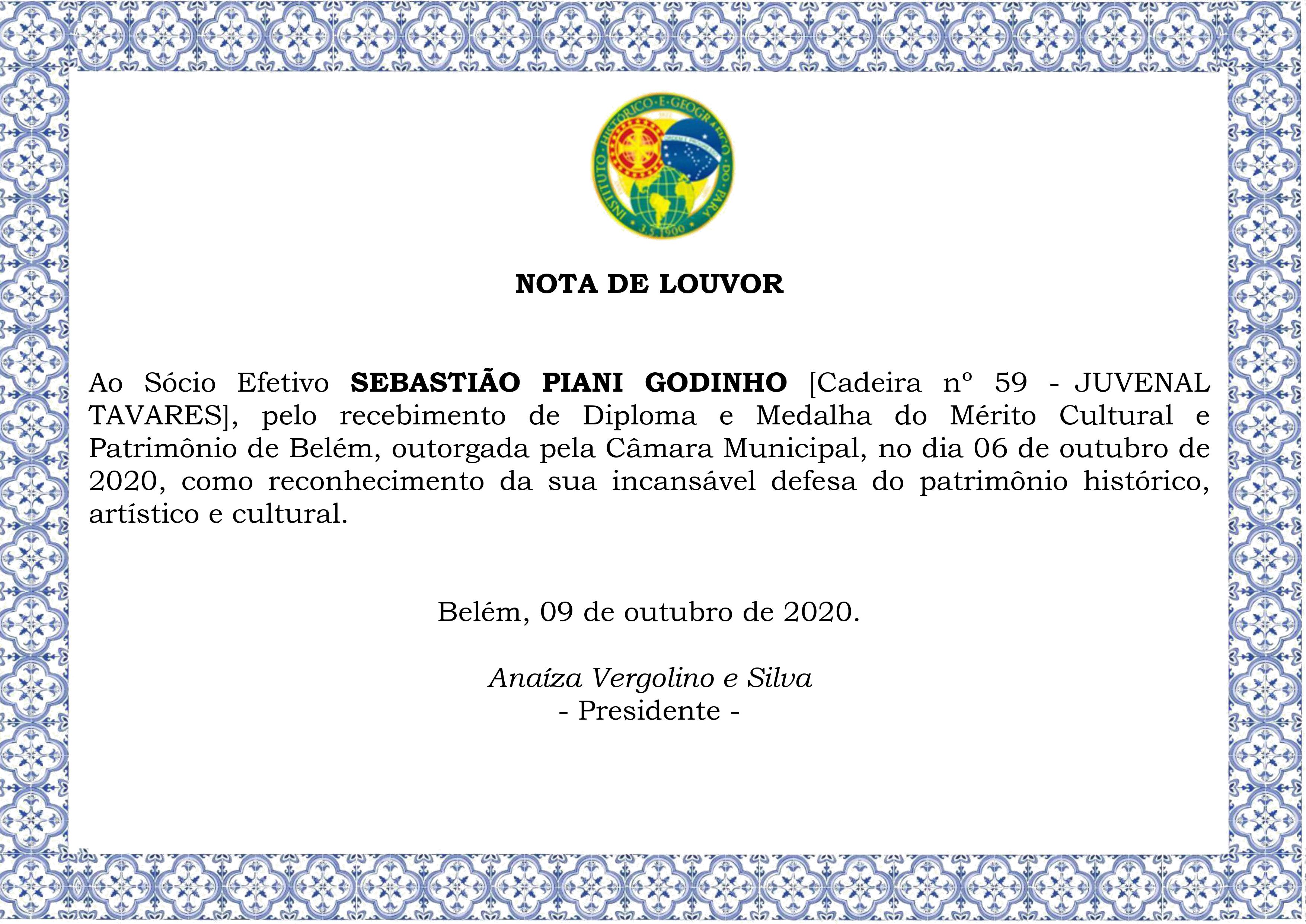 Nota Louvo Sebastião Godinho 2020