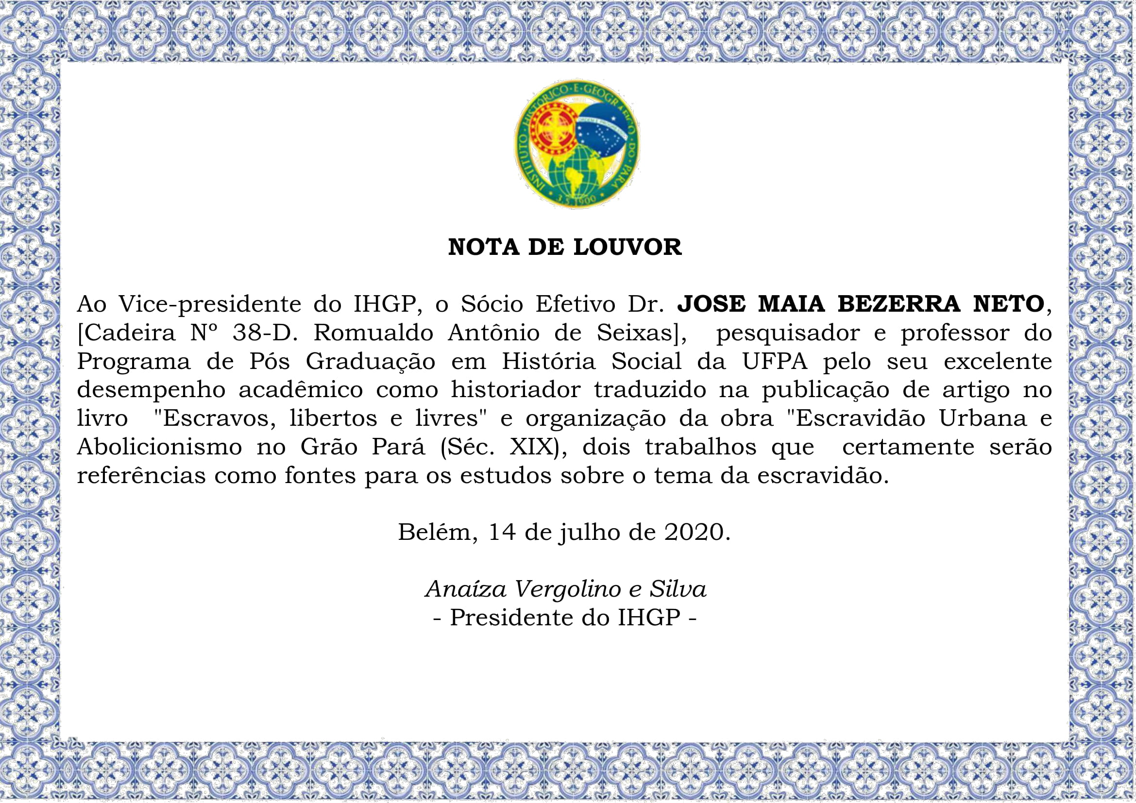 Nota de Louvor JOSE MAIA BEZERRA NETO-1